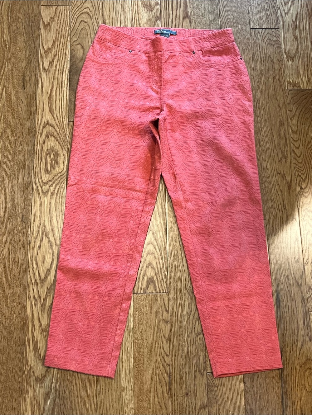 Cotton blend Coral Textured Ankle Pants